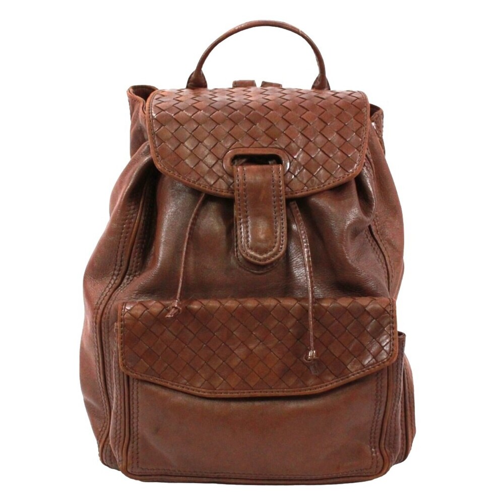 BOTTEGA VENETA Brown Leather Intrecciato Backpack